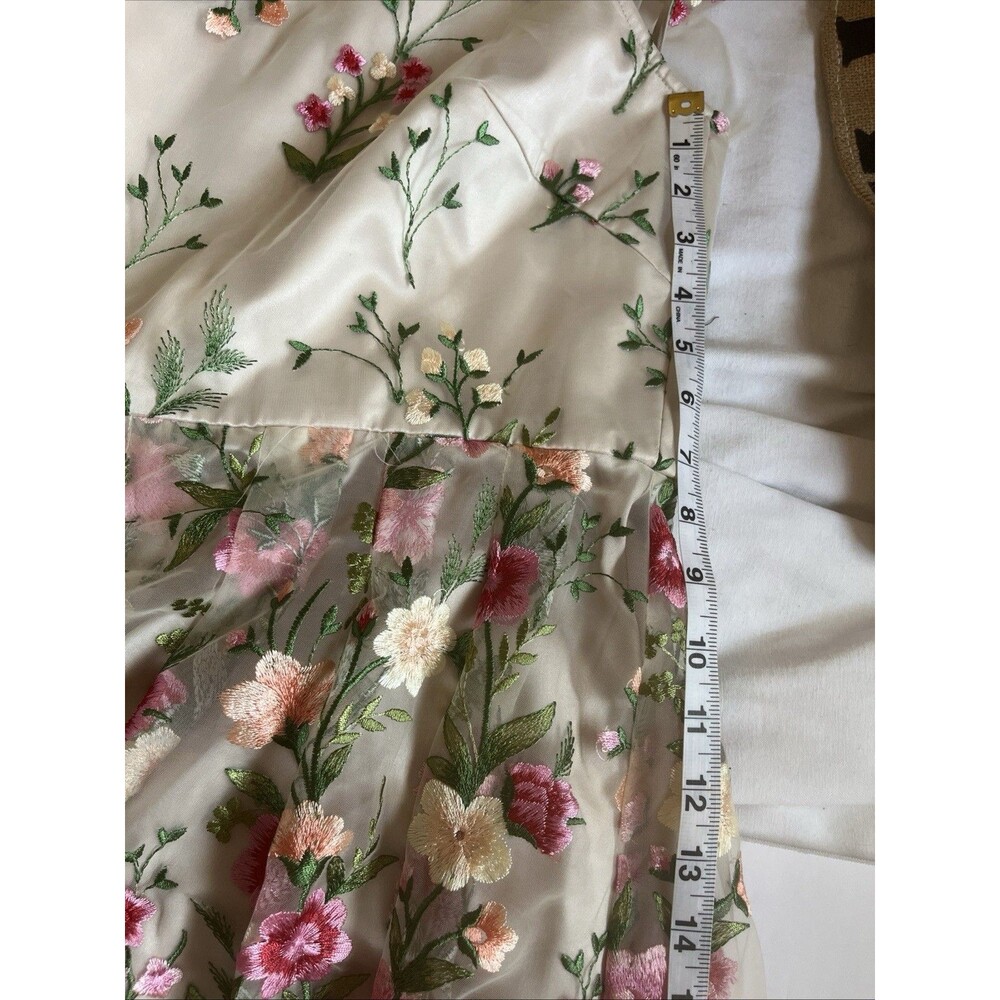 Tahari Dress Spring Summer Flower Embroidery Cold Shoulder - Picture 13 of 16